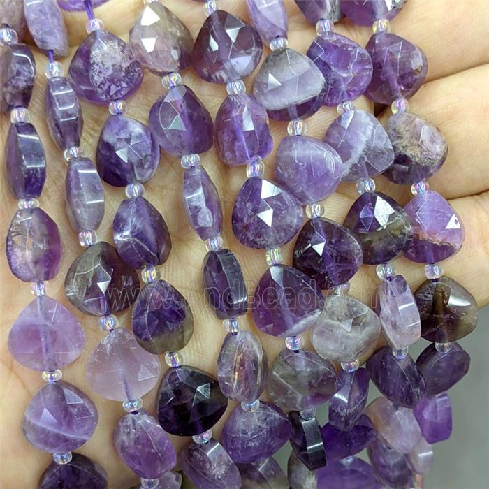 Natural Purple Amethyst Triangle Beads Faceted