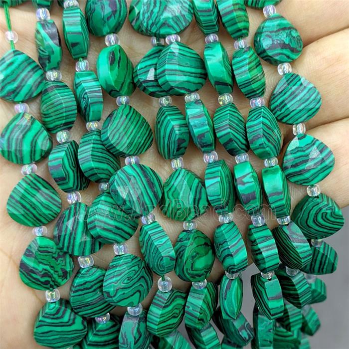 Synthetic Green Malachite Triangle Beads Faceted