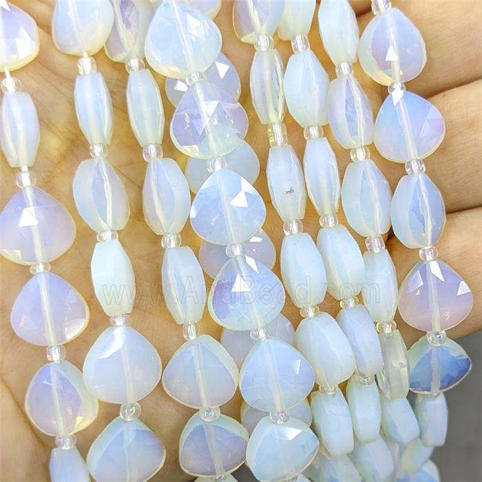 White Opalite Triangle Beads Faceted