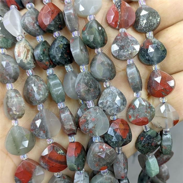 African Bloodstone Triangle Beads Faceted
