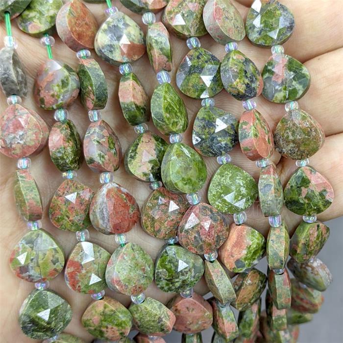 Unakite Triangle Beads Faceted