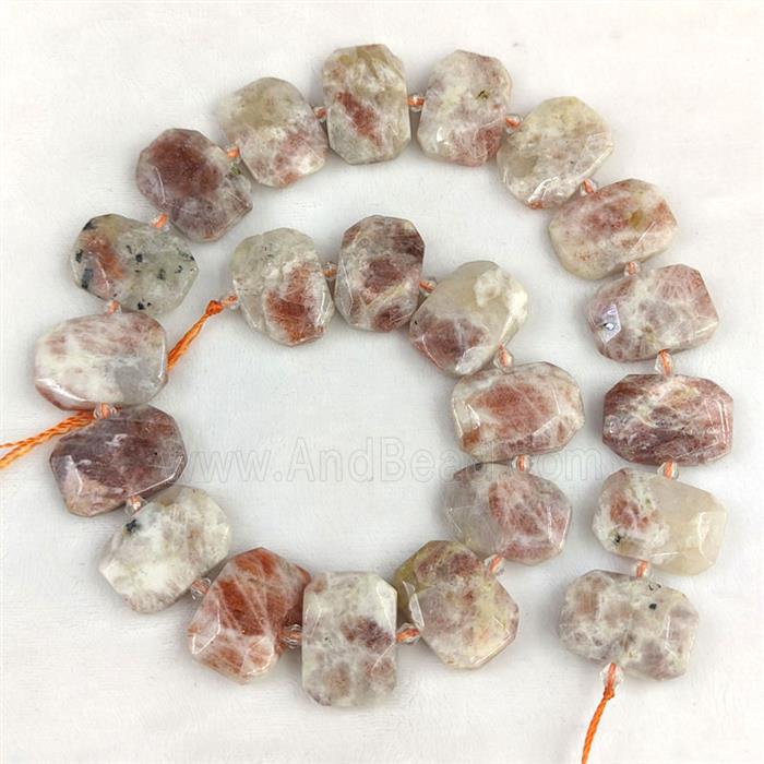 Natural Sunstone Rectangle Beads Faceted