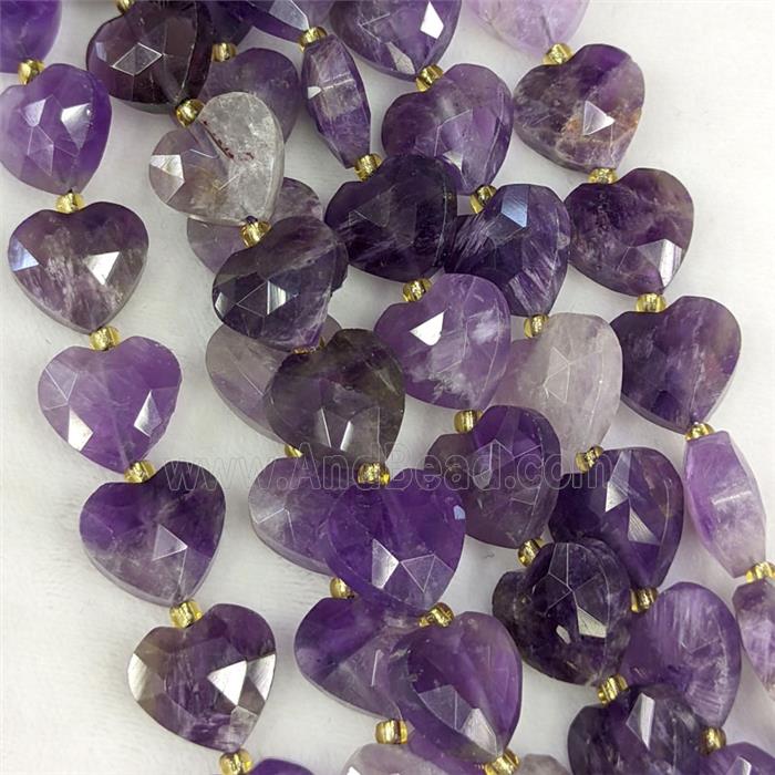 Purple Amethyst Heart Beads Faceted