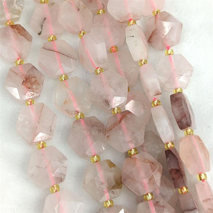Red Hematoid Quartz Hexagon Beads Faceted