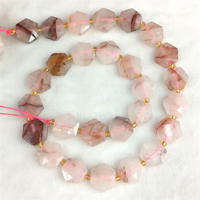 Red Hematoid Quartz Hexagon Beads Faceted