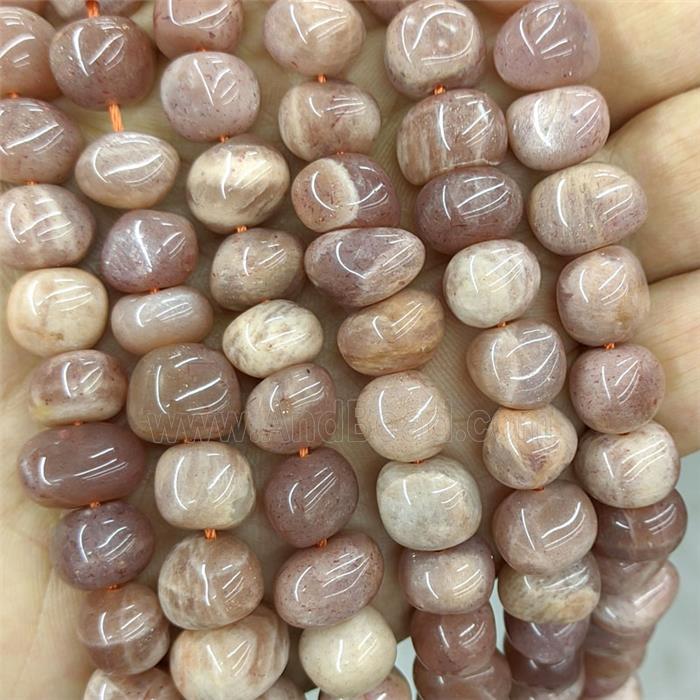 Natural Peach Sunstone Chips Beads Freeform