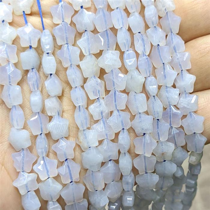 Natural Blue Scorolite Star Beads Faceted