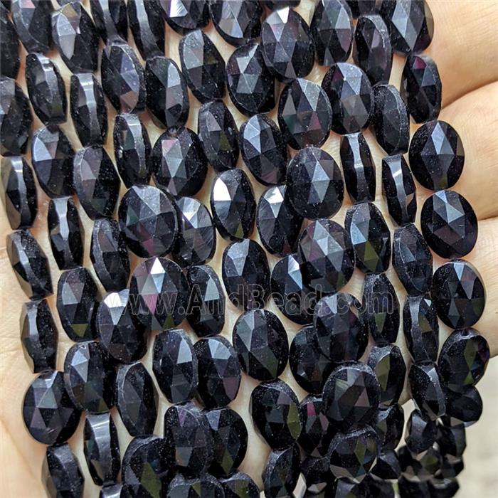Natural Black Obsidian Oval Beads Faceted