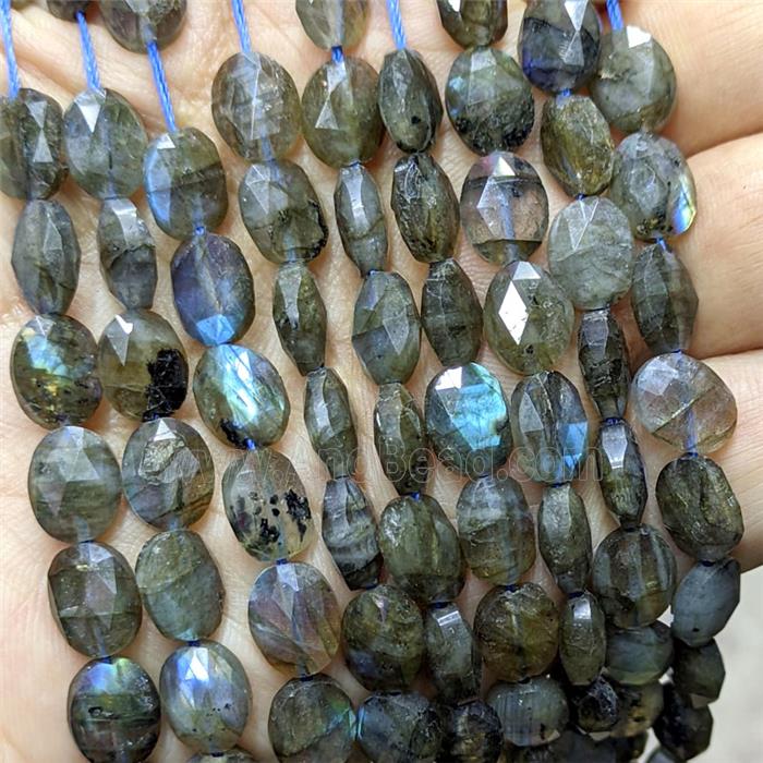 Natural Labradorite Oval Beads Faceted