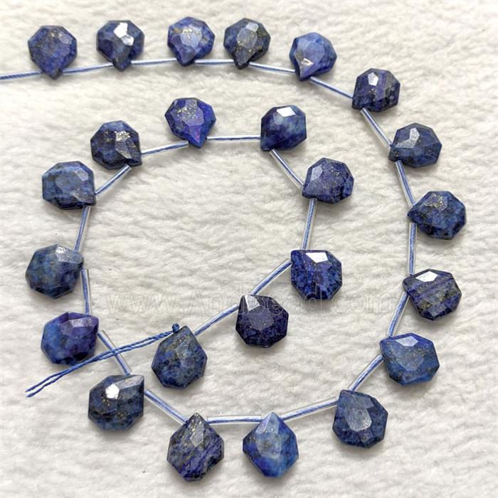 Natural Blue Lapis Lazuli Teardrop Beads Flat Faceted