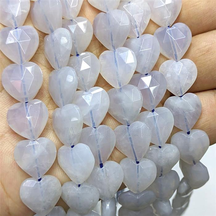 Natural Blue Scorolite Heart Beads Faceted