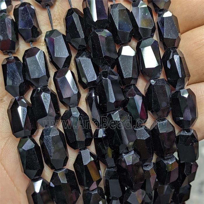Natural Black Obsidian Barrel Beads Faceted