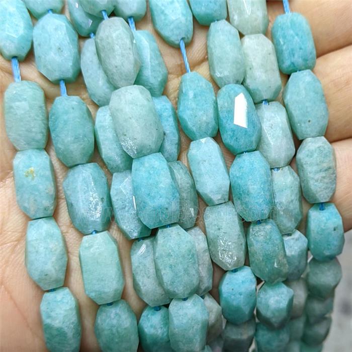 Natural Green Amazonite Barrel Beads Faceted