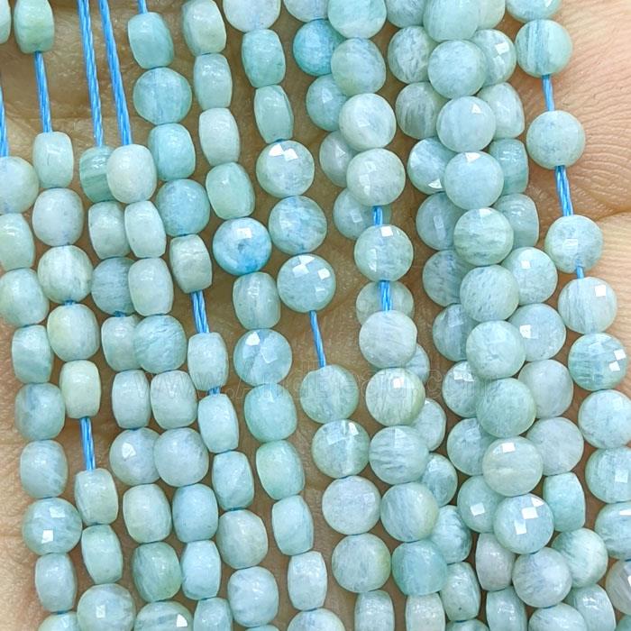 Natural Green Amazonite Beads Faceted Circle