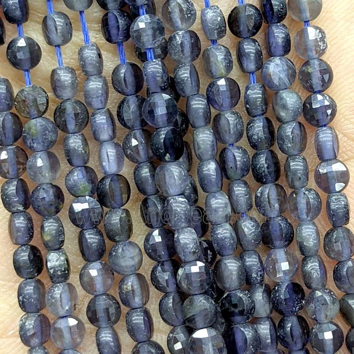 Natural Blue Iolite Beads Faceted Circle