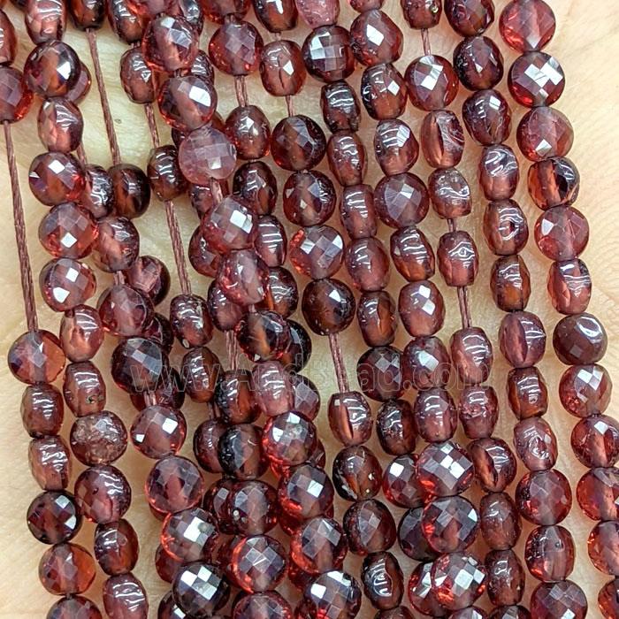 Natural Redcoffee Garnet Beads Faceted Circle