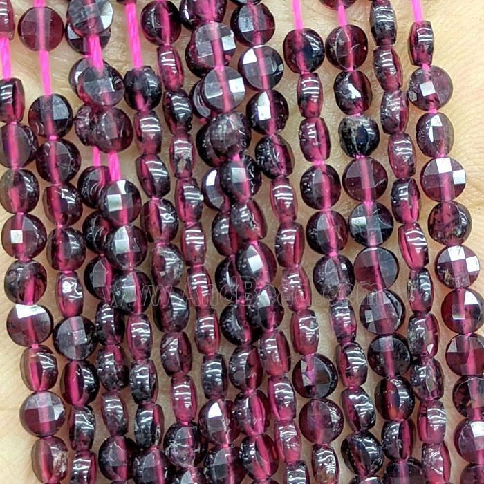 Natural Red Garnet Beads Faceted Circle