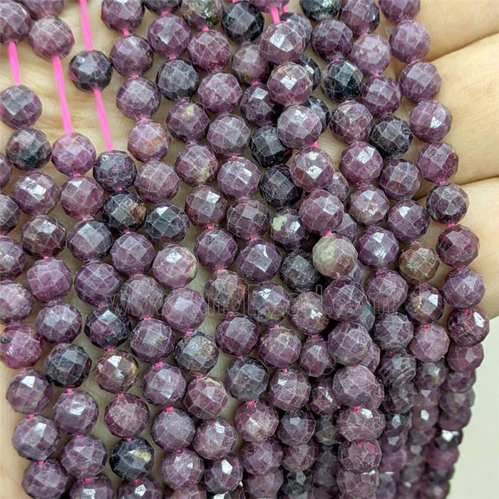 Natural Ruby Beads Faceted Round