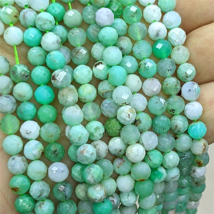 Natural Green Australian Chrysoprase Beads Faceted Round