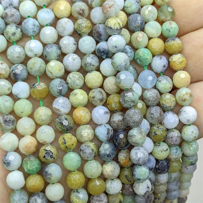 Natural Opal Beads Multicolor Faceted Round