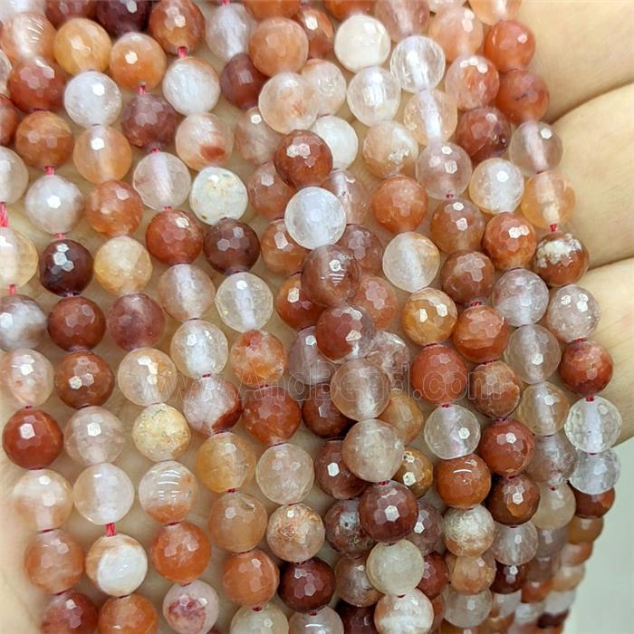 Red Hematoid Quartz Beads Faceted Round