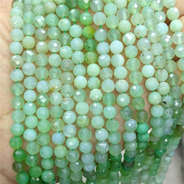Natural Green Australian Chrysoprase Beads Faceted Round