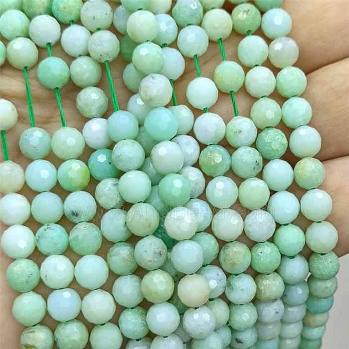 Natural Green Chrysoprase Beads Faceted Round