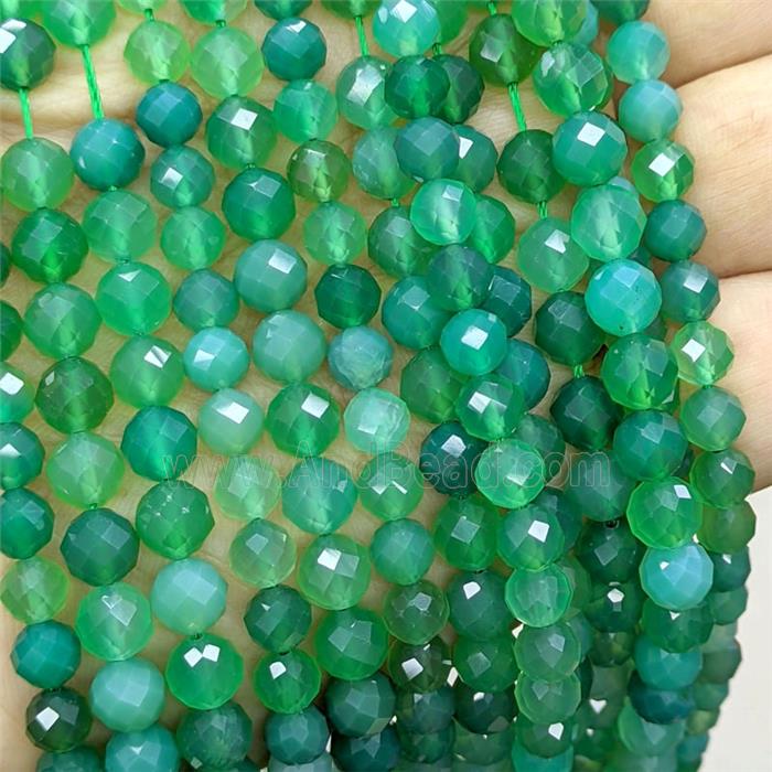 Natural Agate Beads Green Dye Faceted Round