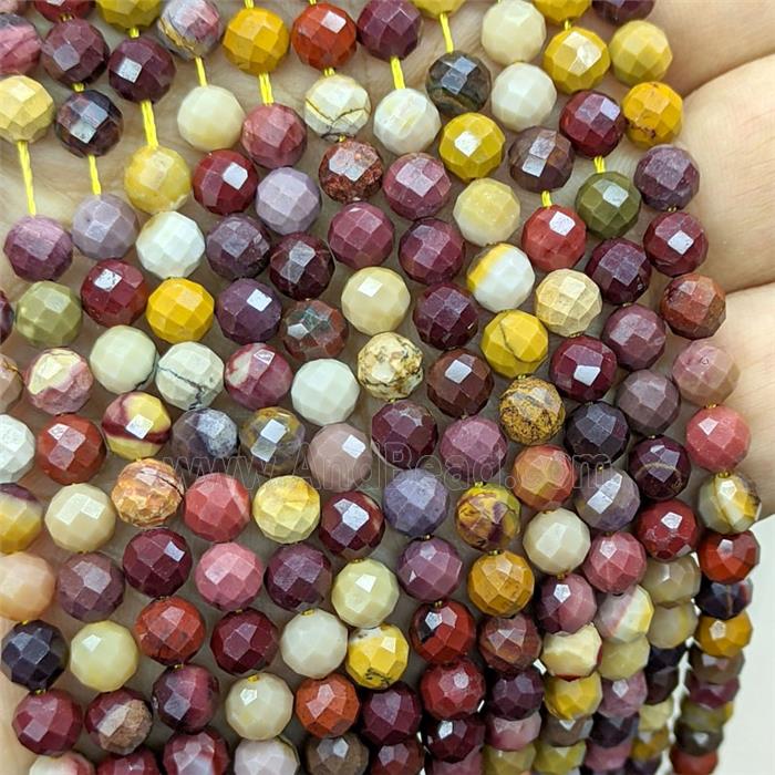 Natural Mookaite Beads Multicolor Faceted Round