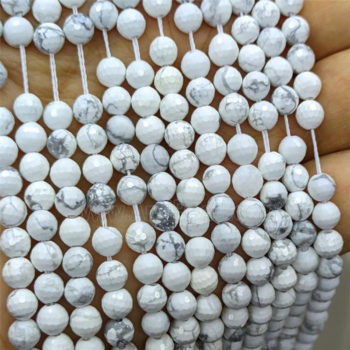 White Howlite Turquoise Beads Faceted Round