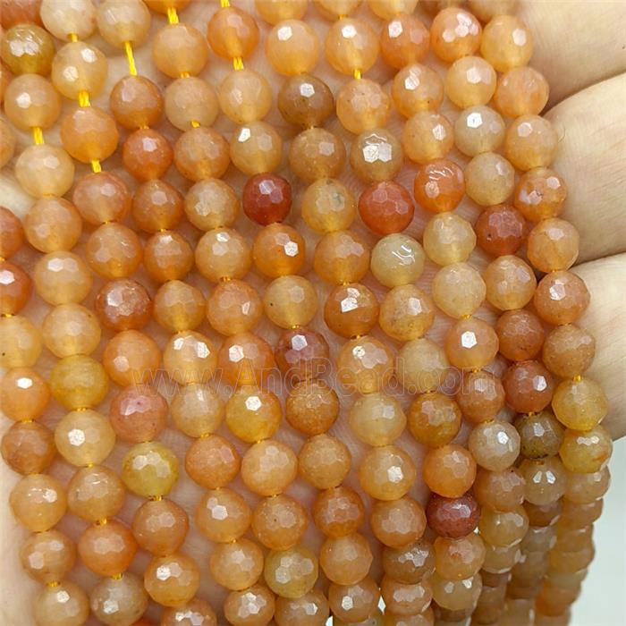 Natural Red Aventurine Beads Faceted Round