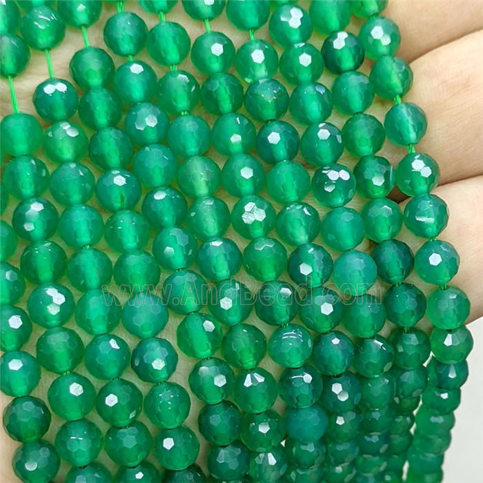 Natural Agate Beads Green Dye Faceted Round