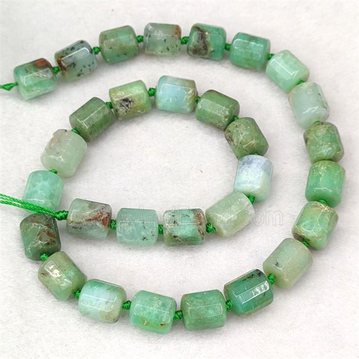 Natural Green Australian Chrysoprase Tube Beads Faceted