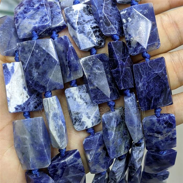 Natural Blue Sodalite Rectangle Beads Faceted
