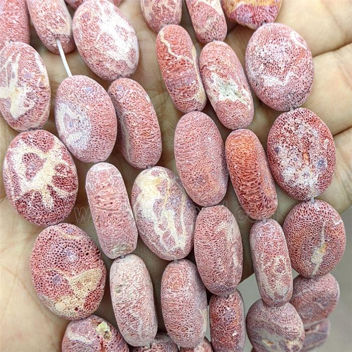Red Coral Beads Oval