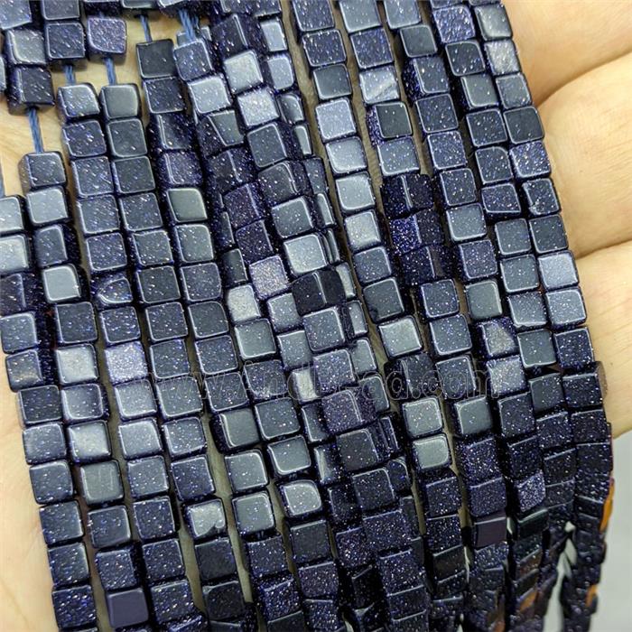 Blue Sandstone Cube Beads