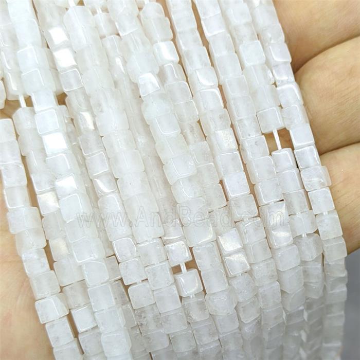 White Jade Cube Beads
