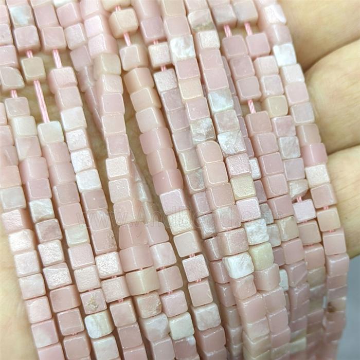 Chinese Pink Opal Cube Beads