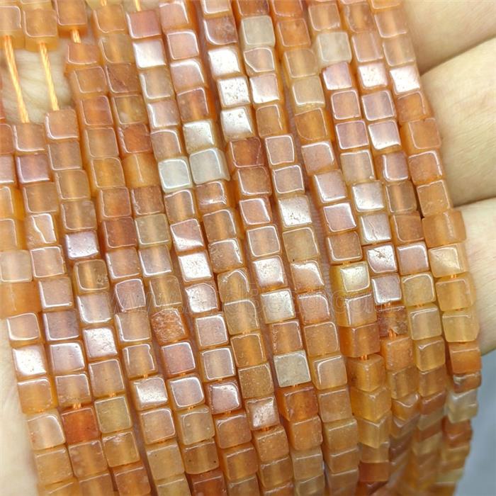 Orange Aventurine Cube Beads
