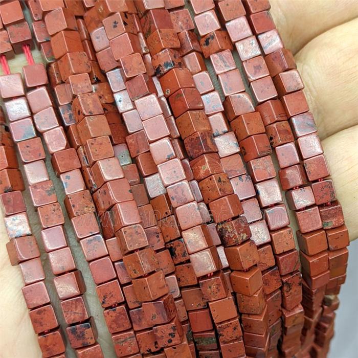 Natural Red Jasper Cube Beads