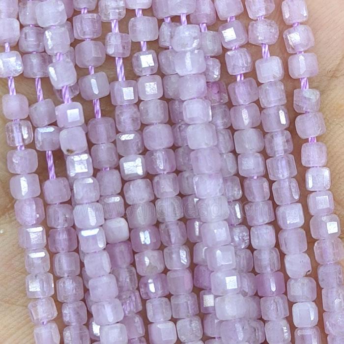 Natural Kunzite Beads AA-Grade Faceted Cube