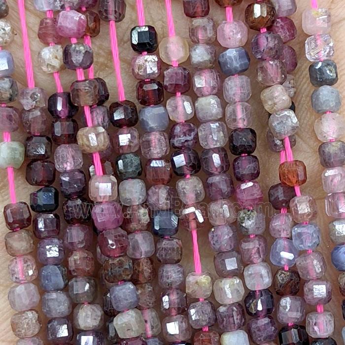 Natural Spinel Beads Multicolor Faceted Cube