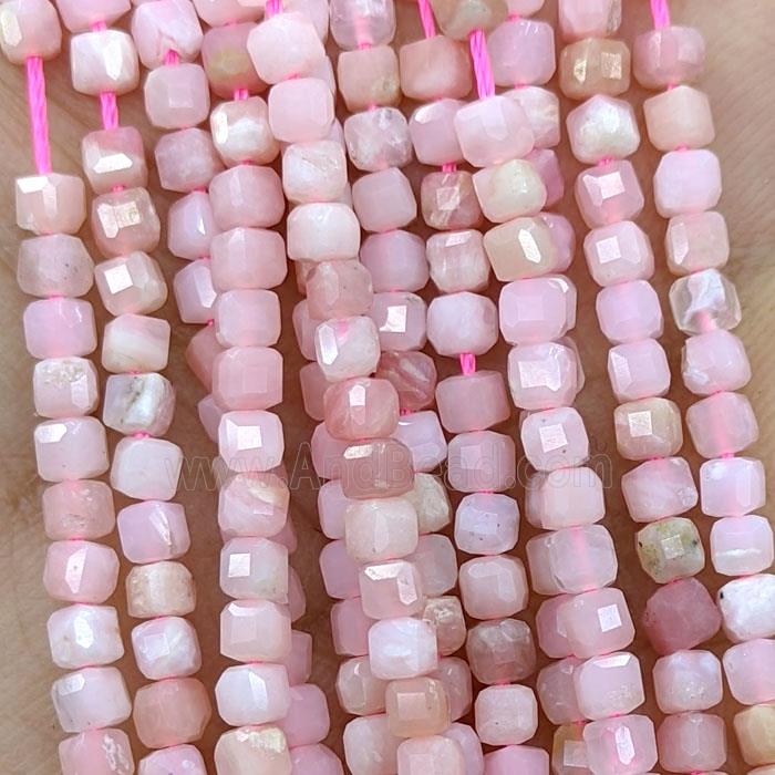 Natural Pink Opal Beads AA-Grade Faceted Cube