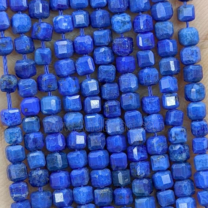 Natural Blue Lapis Lazuli Beads Faceted Cube
