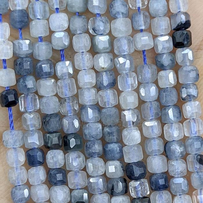 Blue Rutilated Quartz Beads Faceted Cube