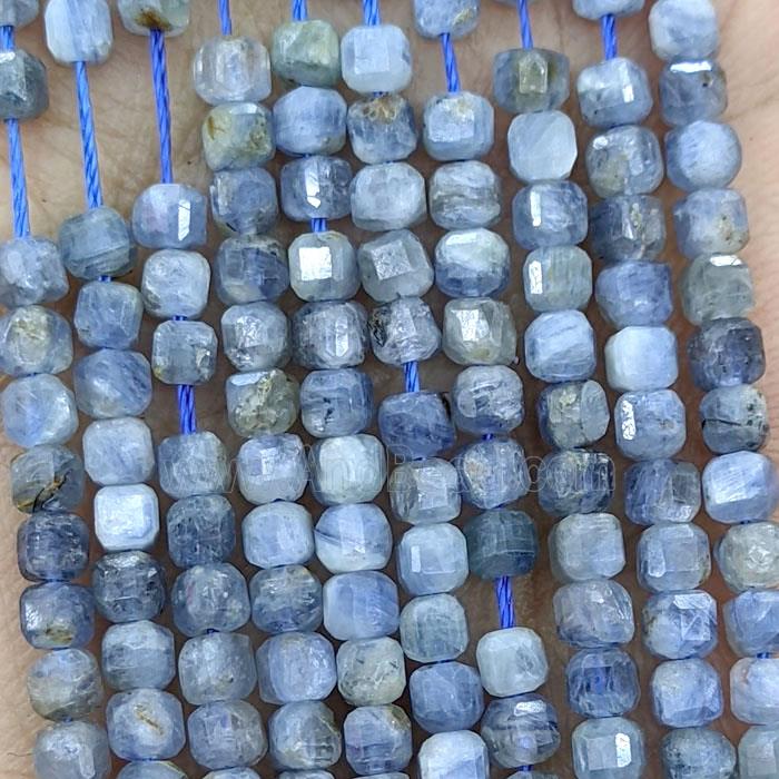 Natural Blue Kyanite Beads Faceted Cube