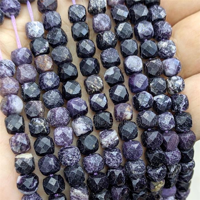 Purple Jasper Beads Faceted Cube