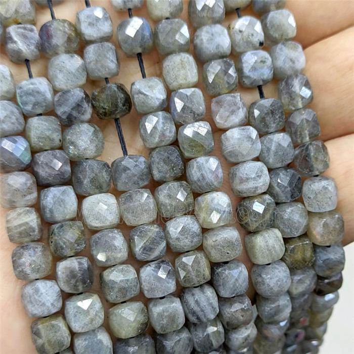 Natural Labradorite Beads Faceted Cube