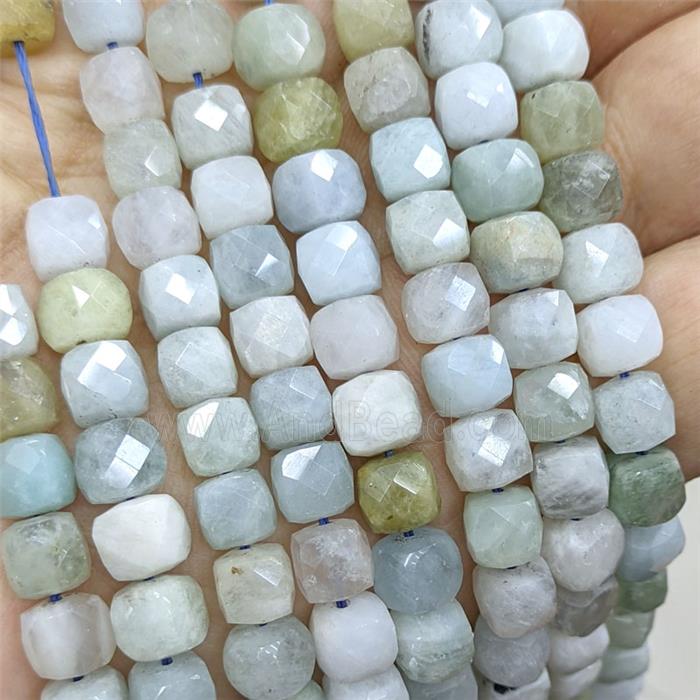 Natural Aquamarine Beads Faceted Cube