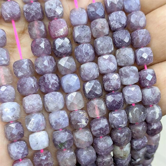 Natural Purple Tourmaline Beads Faceted Cube